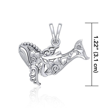 A gift of solitude ~ Sterling Silver Whale Filigree Pendant Jewelry TPD5144 - Jewelry
